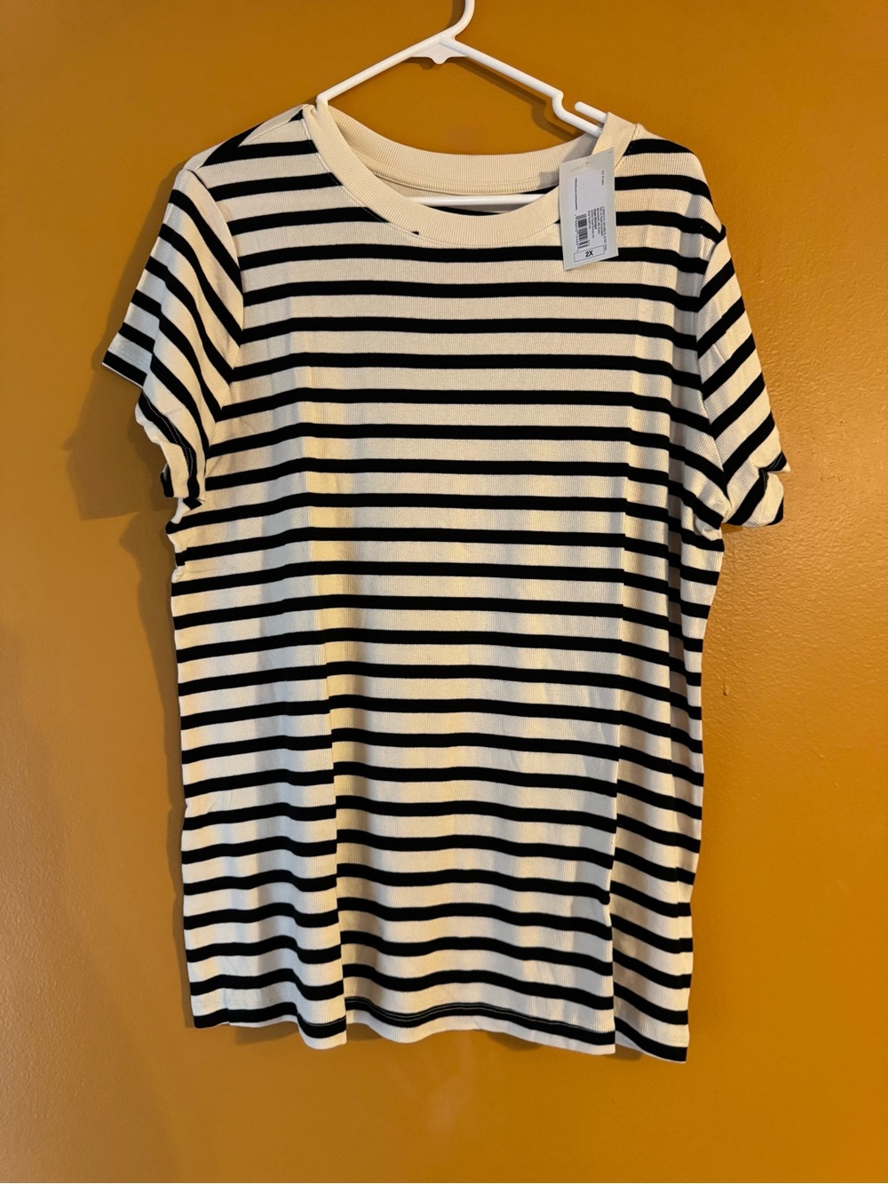 a new day Black & White Striped Short Sleeve Tee